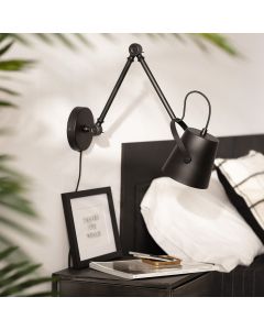 Wandlamp zwart 'Kelly' modern verstelbaar leeslamp E14 fitting schakelaar