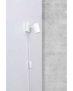 Wandlamp wit met stekker 'Frida' Nordlux gu10 spot verstelbaar leeslamp 115mm 