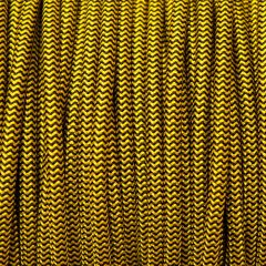 Zwart/geel strijkijzersnoer per meter stoffen snoer