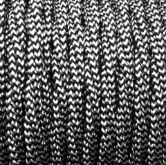 zwart en wit gedraaide stof kabel