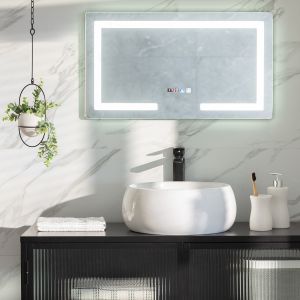 Badkamerspiegel  'Macarel' zilver spiegel modern led lamp 700mm 