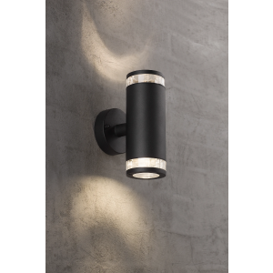 Moderne zwarte up & down wandlamp met 2 gu10 fittingen aluminium 5701581363885 45501003 birk