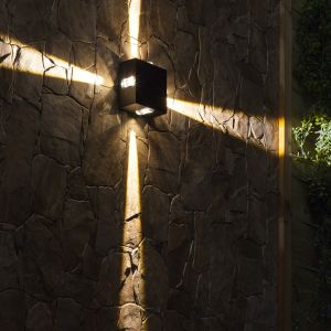 Gevelverlichting buitenlamp 'Cross' zwart vierkant 4W led kruis 124mm