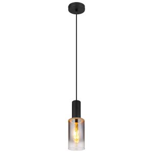 Hanglampje e27 fitting smokeglas en houtkleur globo lighting classi
