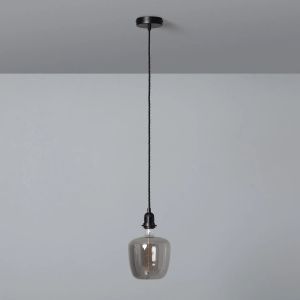 Plafondlamp met e27 fitting zwart met strijkijzersnoer