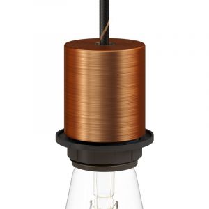 Fitting lamp koper e27 glad ontwerp met lampenkap ring