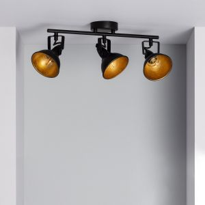 Zwarte industriele plafondspot 'Haines' 3 lampen 3x E14 fitting
