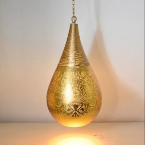 Marokkaanse hanglamp E27 fitting bladgoud 230mm 