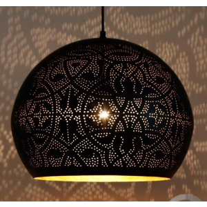 Marokkaanse hanglamp 'Thom' oosterse hanglamp filigrain stijl open zwart/goud 400mm