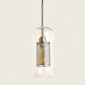 Hanglamp goud glazen kap e27 fitting modern 