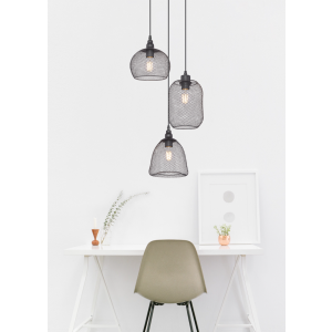 Hanglamp set voor boven eettafel zwart gaas e27 fitting led lamp