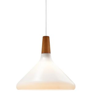Hanglamp met opaalglazen kap en houten element 'Nori 27' wit DFTP