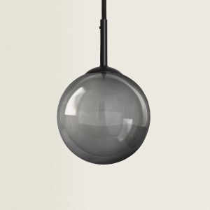 Zwarte hanglamp met smokeglazen kap g9 fitting minimalistisch 