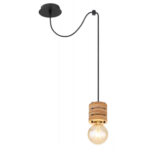 Angeline hanglamp globo lighting met e27 fitting hout en metaal designverlichting 9007371426423 met plafondhaak 54042H