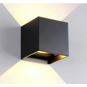 SALE: Gevelverlichting buitenlamp Kubus 'Ace' zwart 7W led up and down lamp (IP65, warm wit) op FOIR.nl