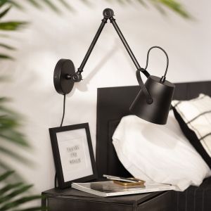 Wandlamp zwart 'Kelly' modern verstelbaar leeslamp E14 fitting schakelaar