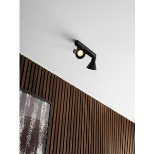 eik plafondlamp met verstelbare kappen mat zwart en GU10 fittingen