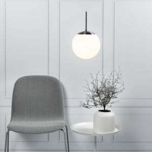 Nordlux hanglamp Opaal glas E27 fitting wit glas chrome