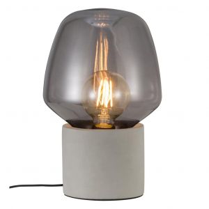 Design tafellamp met smokeglas E27 fitting smoke glas, betonnen voet 48905011 