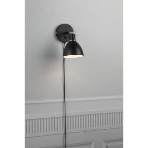 Kleine zwarte leeslamp met schakelaar E14 fitting, 5701581344884 nordlux design wandlamp