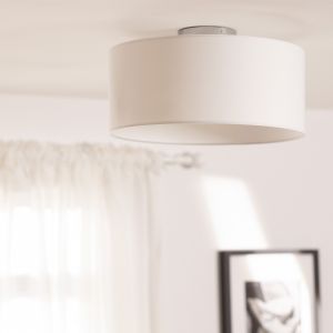 Plafondlamp wit modern 'Zenka' stoffen kap groot 3x E27 fitting 400mm
