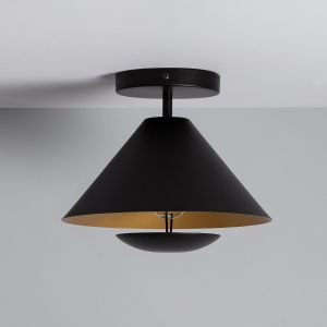 Plafondlamp zwart goud 'Darvo' e27 fitting industrieel modern 240mm op FOIR.nl