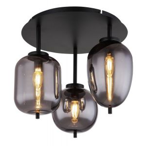 Plafondlamp rookglas zwart design rond