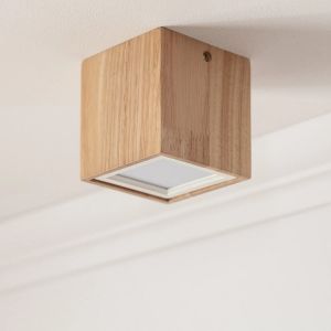 Plafondlampje hout met ingebouwde LED lichtbron warm wit 