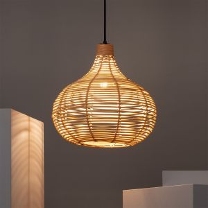 hanglamp e27 fitting hout gevlochten led lamp
