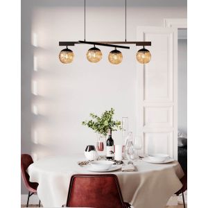 Zwarte hanglamp met amberglazen kappen design 7391741017529 4201750-5503