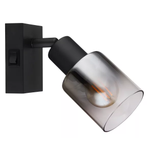 Kleine wandlamp met E14 fitting en schakelaar smokeglazen kap hubertus 54308-1 9007371446018 