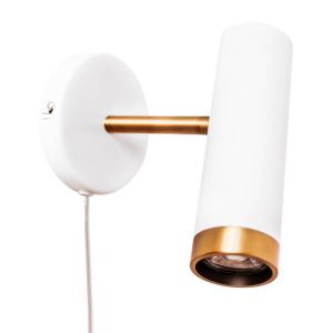 mat witte wandlamp met goud schakelaar en gu10 fitting designverlichting by rydens puls 