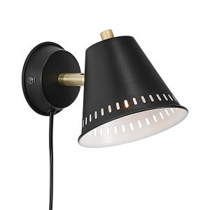 Kleine zwarte wandlamp met GU10 fitting en schakelaar 'Nordlux Pine' 