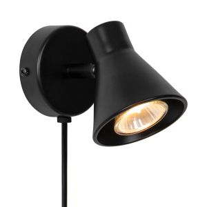 Wandlamp zwart gu10 verstelbaar leeslamp met stekker