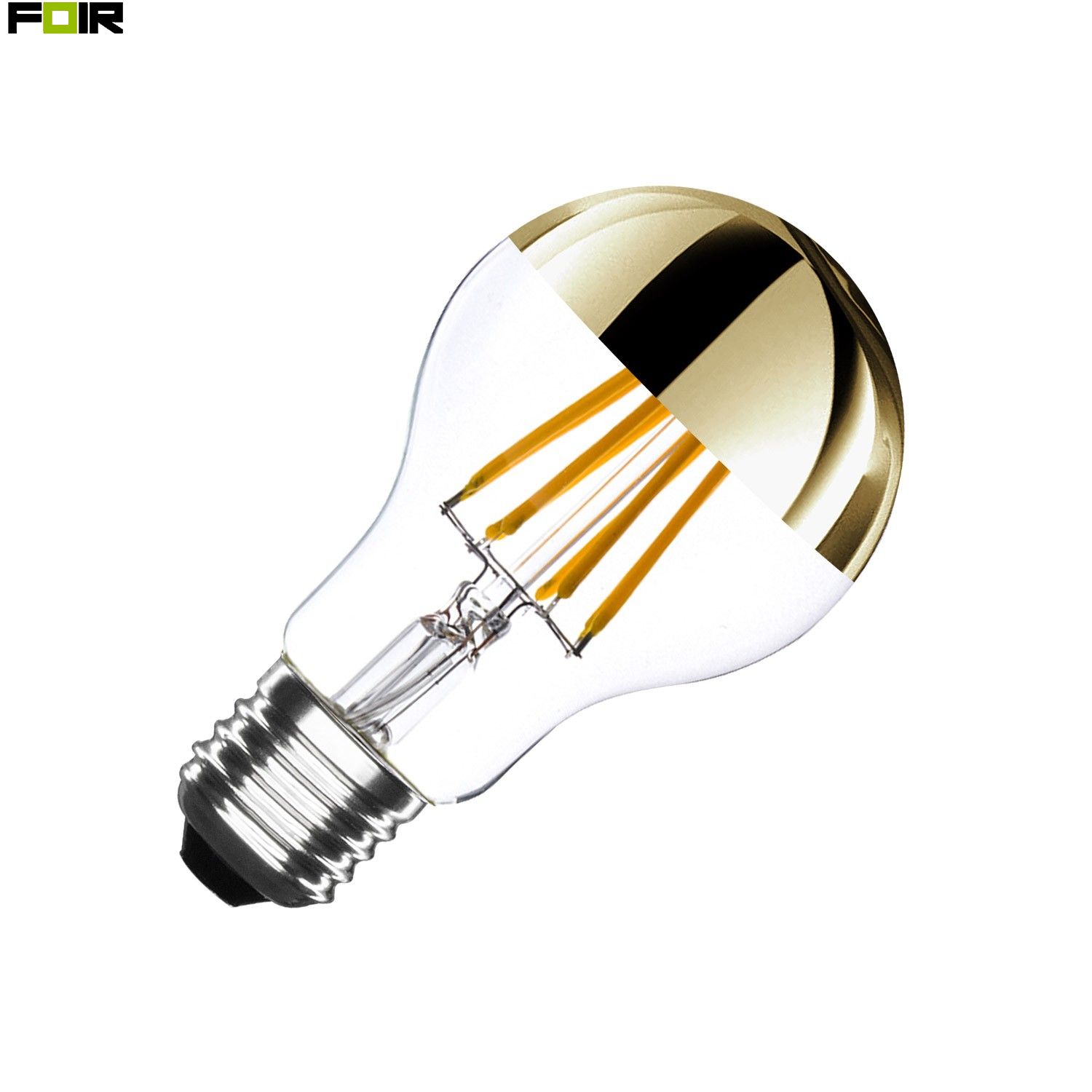 gastheer Tekstschrijver top A60 E27 6W gouden reflecterende filament LED lamp (dimbaar)