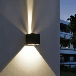  Buitenlamp lichtsensor Kubus 'Ace' automatisch aan zwart Incl. 7W verwisselbare LED lichtbron