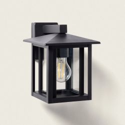 Buitenlamp zwart glas e27 fitting modern rvs