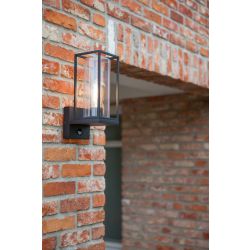 Buitenlamp zwart glas voordeur buitenverlichting modern met sensor