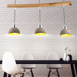 Hanglamp beton met houten balk led lamp