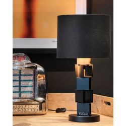 Tafellamp design modern zwart goud e27 fitting stoffen kap