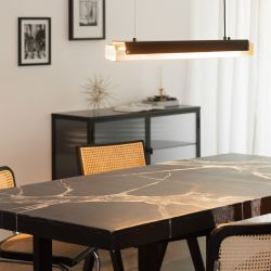 Hanglamp eettafel modern zwart goud 'Carina' led lamp 21W warm wit 960mm