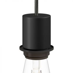 Fitting lamp zwart e27 glad ontwerp met lampenkap ring