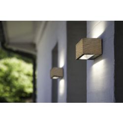 Gemini wandlamp Lutec met hout en LED lichtbron, 5189135118 6939412013794 rvs roestvrij staal 