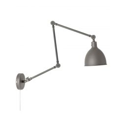 Grote grijze verstelbare wandlamp met ingebouwde E27 fitting en schakelaar By Rydens 