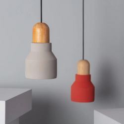 hanglampje beton grijs of rood met e27 fitting