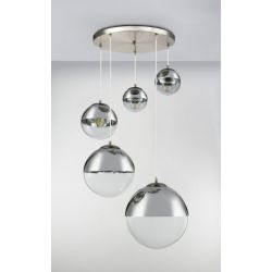 hanglamp 5 glazen bollen zilver e27 fitting