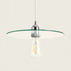 Hanglamp ronde glazen kap e27 fitting chrome design 