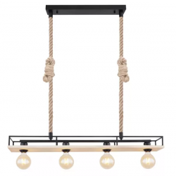 Hanglamp voor boven de eettafel met 4 e27 fittingen hout met metaal globo lighting 15458-4H trixi 9007371419609 