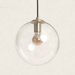 Hanglamp glazen kap e27 fitting goud en zwarte kabel minimalistisch