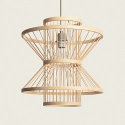 Bruine hanglamp e27 fitting gemaakt van hout design open slaapkamer woonkamer 